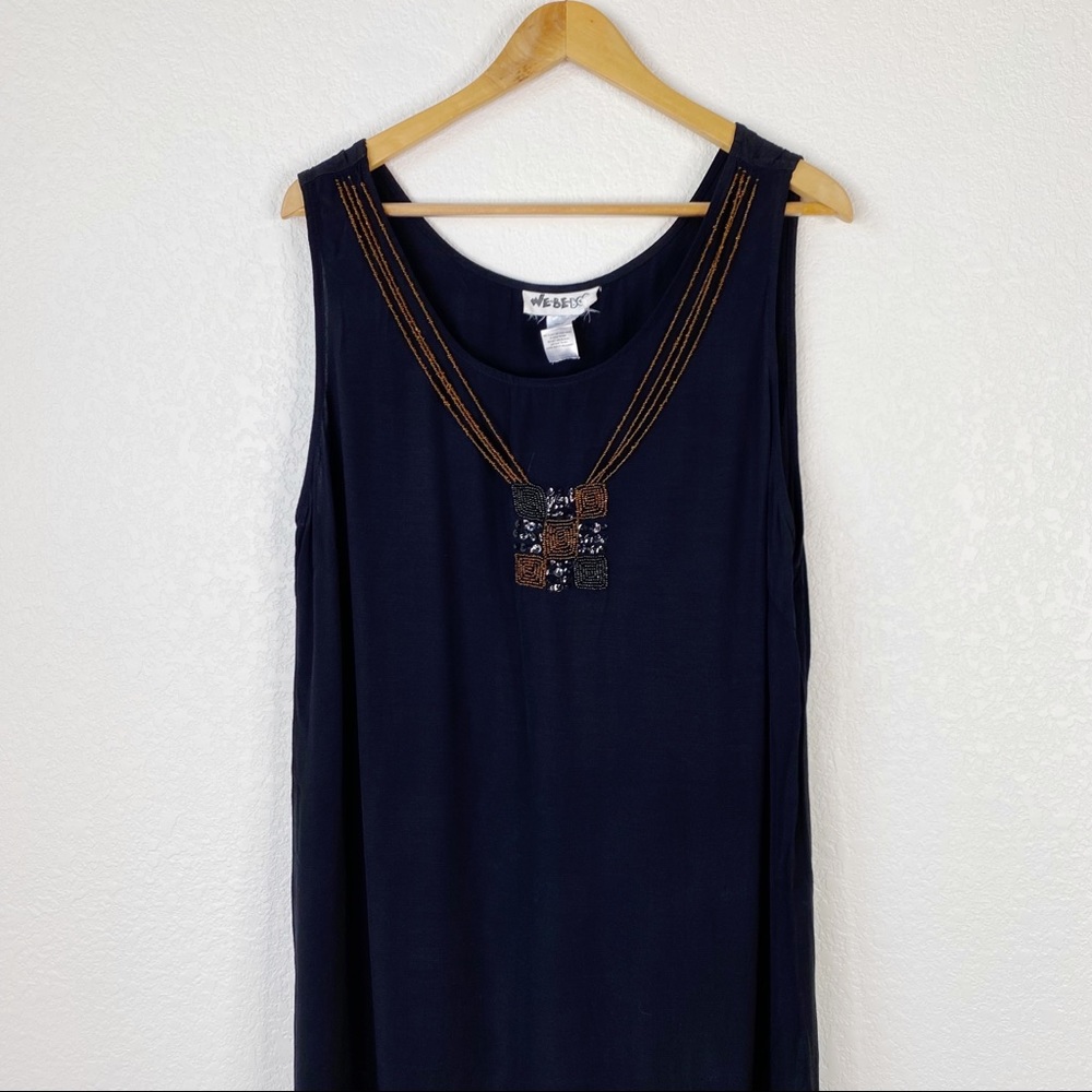Vintage We Be Bop Beaded Art To Wear Maxi Dress - Picture 2 of 10
